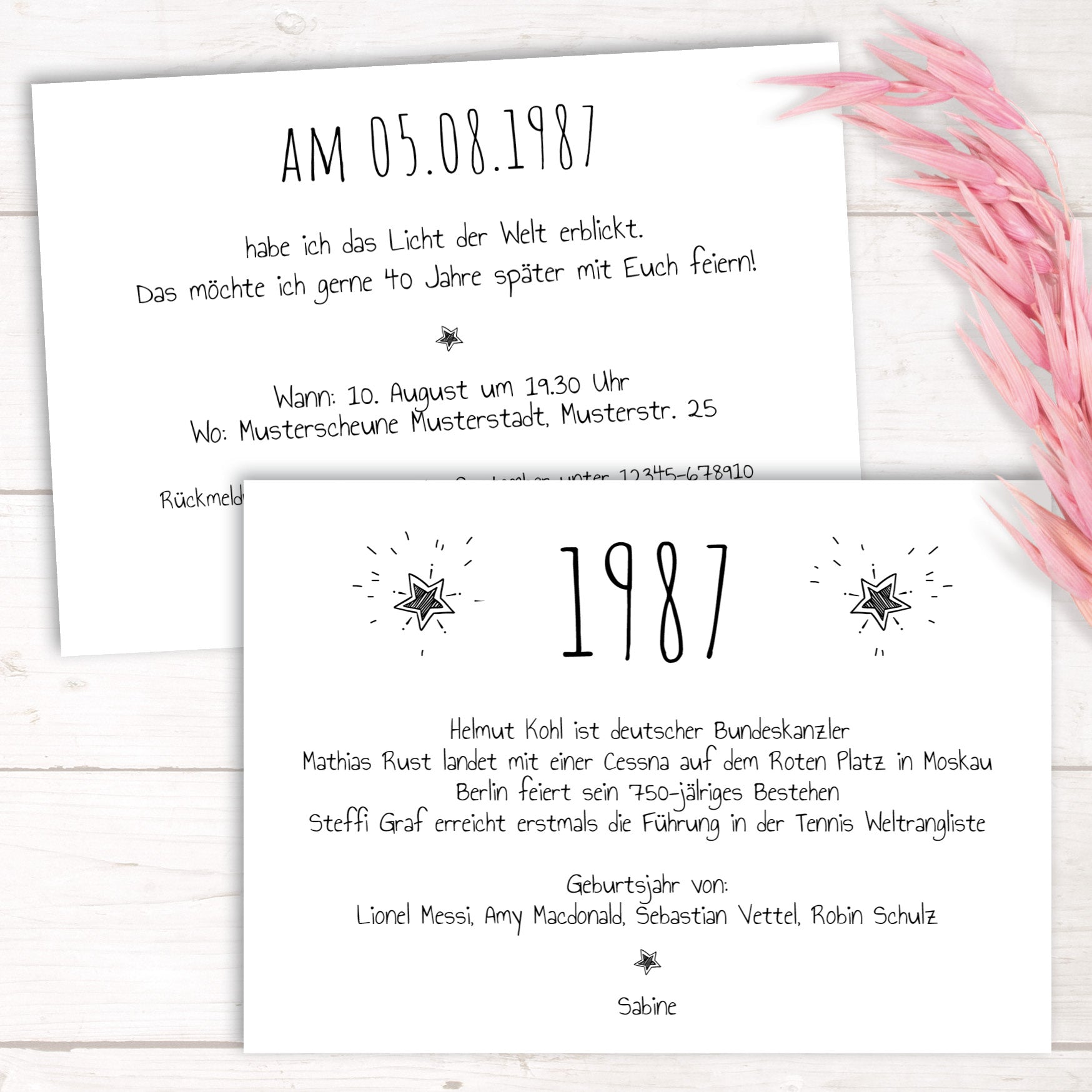 Einladung zum 40. Geburtstag 1987 – personalisierbar | Individuelle Einladung